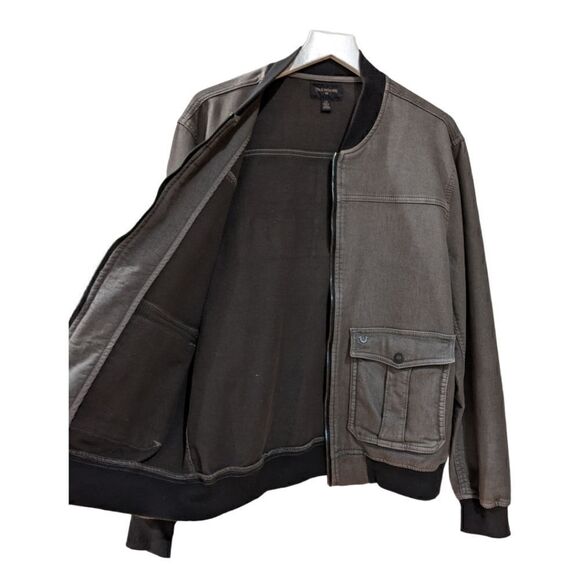 True Religion Bomber Jacket Grey Men's Size L - Picture 4 of 8